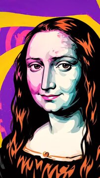 Mona Lisa colorful pop art portrait.