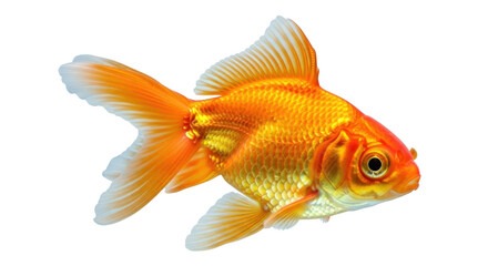 Fototapeta premium Vibrant orange goldfish isolated PNG on transparent background, aquatic pet with flowing fins for aquarium and decorative use