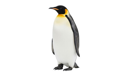Fototapeta premium Emperor penguin PNG isolated on transparent background, majestic bird with black and white plumage for wildlife and nature projects