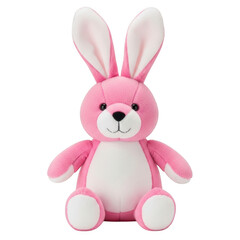 Obraz premium Adorable pink and white stuffed bunny toy plushie isolated on transparent background