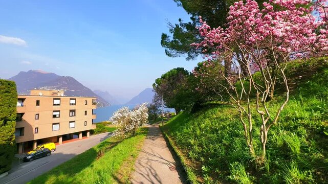 Parco Panoramico Paradiso in spring, Paradiso, Switzerland