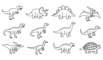 Dinosaur Animal Outline Icon Pack Prehistoric Vector Collection © Boloram