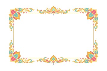 Fototapeta premium Traditional Thai decorative frame element inspired by Thai art patterns for festival designs.