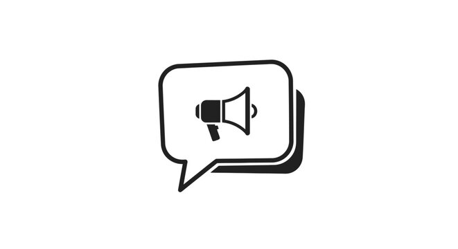 Megaphone in speech bubble icon symbol.