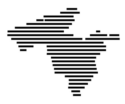 Symbol Map of the city Esens (Niedersachsen, Germany) showing the area of the city with just a few black horizontal lines