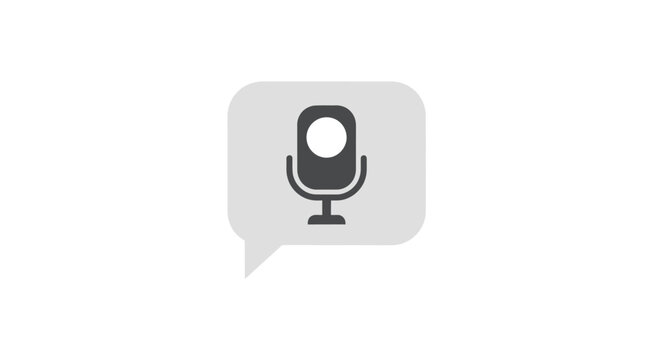 Microphone icon in speech bubble.