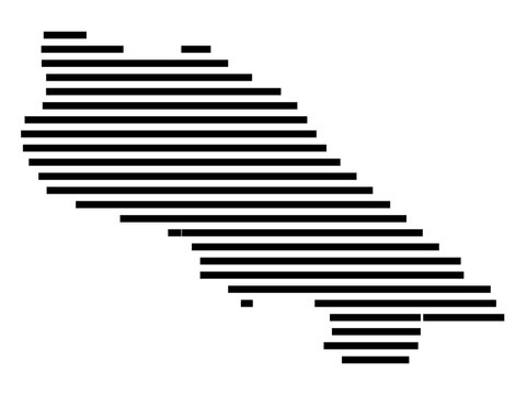Symbol Map of the city Hitzacker (Elbe) (Niedersachsen, Germany) showing the area of the city with just a few black horizontal lines