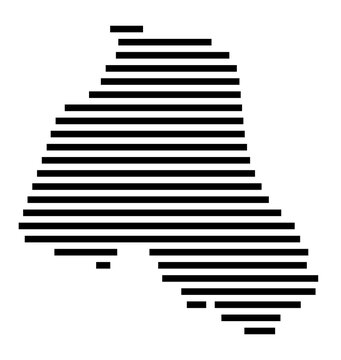 Symbol Map of the city Lemwerder (Niedersachsen, Germany) showing the area of the city with just a few black horizontal lines
