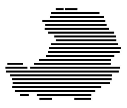 Symbol Map of the city Barntrup (Nordrhein-Westfalen, Germany) showing the area of the city with just a few black horizontal lines
