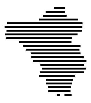 Symbol Map of the city Langenberg (Nordrhein-Westfalen, Germany) showing the area of the city with just a few black horizontal lines