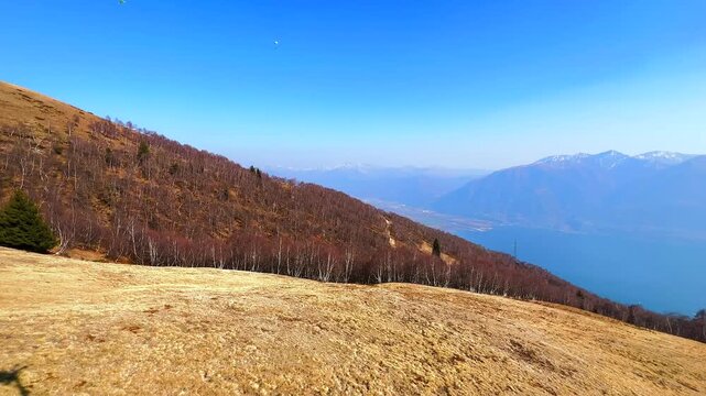 Panorama from Cimetta Mount chairlift, Ticino, Switzerland