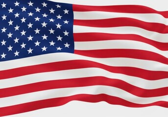 Obraz premium American flag waving on white background