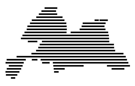 Symbol Map of the city Kirchheimbolanden (Rheinland-Pfalz, Germany) showing the area of the city with just a few black horizontal lines