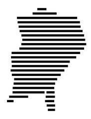 Symbol Map of the city Ransbach-Baumbach (Rheinland-Pfalz, Germany) showing the area of the city with just a few black horizontal lines