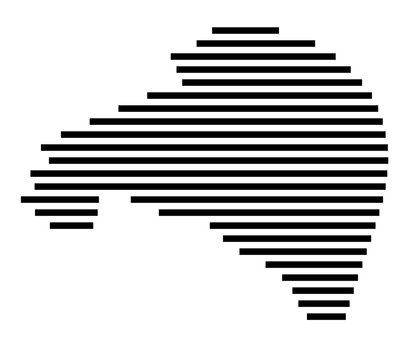 Symbol Map of the city Oppenheim (Rheinland-Pfalz, Germany) showing the area of the city with just a few black horizontal lines