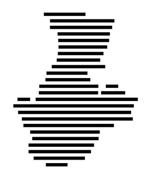 Symbol Map of the city Berglen (Baden-W&uuml;rttemberg, Germany) showing the area of the city with just a few black horizontal lines