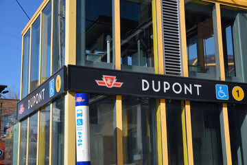 Naklejka premium exterior of Dupont Station, Dupont St at Spadina Rd East Side, Line 1, Toronto Transit Commission