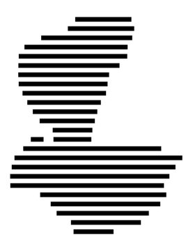 Symbol Map of the city Haslach im Kinzigtal (Baden-W&uuml;rttemberg, Germany) showing the area of the city with just a few black horizontal lines