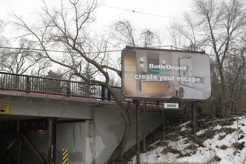 Obraz premium roadside out-of-home billboard featuring advertising for Bath Depot near Millwood Rd, Toronto