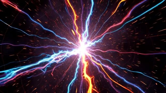 Electricity Explosion with Vibrant Lightning Bolts.