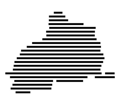 Symbol Map of the city Salach (Baden-W&uuml;rttemberg, Germany) showing the area of the city with just a few black horizontal lines
