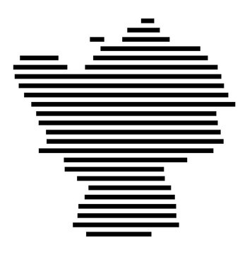 Symbol Map of the city Waldenbuch (Baden-W&uuml;rttemberg, Germany) showing the area of the city with just a few black horizontal lines