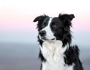 Attentive Border Collie Gazing Sideways with Focused Expression.