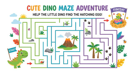 A colorful maze adventure featuring a cute dinosaur searching for an egg © MITHUN