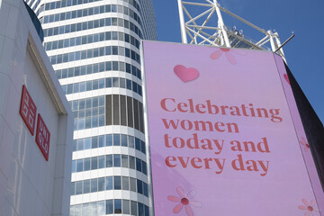 Naklejka premium digital message ad at Sankofa Square, Toronto (Celebrating women today and every day)