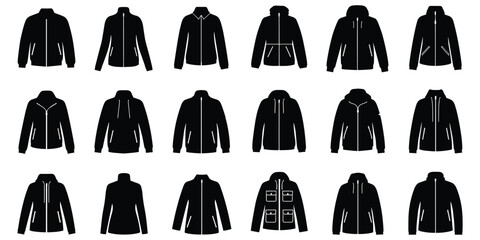 Jacket Silhouette Set Hooded Sweatshirt and Winter Outerwear Vector SketchJacket Silhouette Set Hooded Sweatshirt and Winter Outerwear Vector Sketch © RAKIB