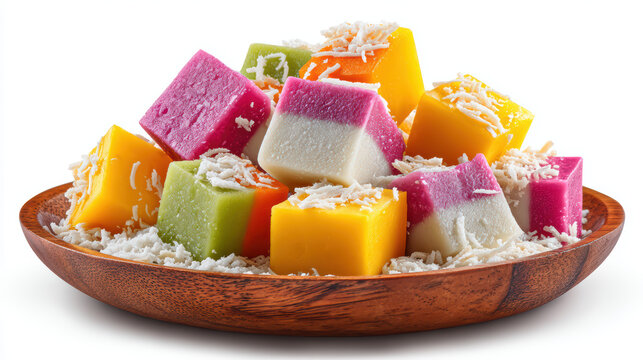 transparent indonesian cenil tapioca cubes with coconut