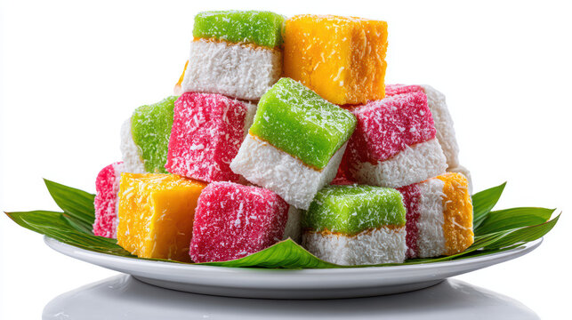 transparent indonesian cenil tapioca cubes with coconut