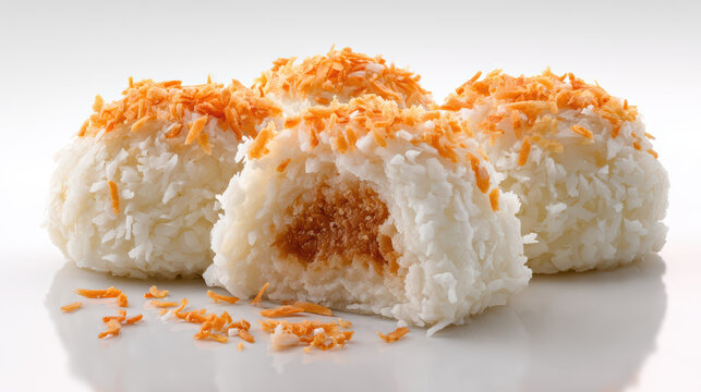 filipino kutsinta dessert with grated coconut topping