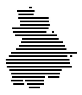 Symbol Map of the city Greding (Bayern, Germany) showing the area of the city with just a few black horizontal lines