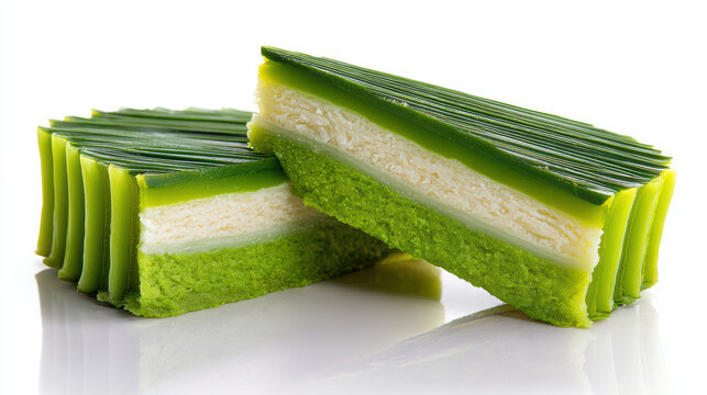 transparent layered pandan custard kuih talam from malaysia