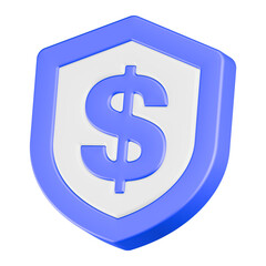 Obraz premium dollar shield icon 3d render blue color