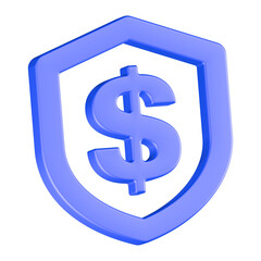 Obraz premium dollar shield icon 3d render blue color