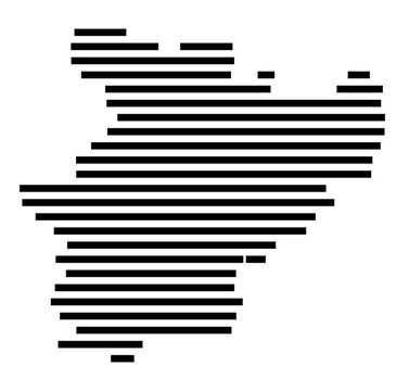 Symbol Map of the city Neuendettelsau (Bayern, Germany) showing the area of the city with just a few black horizontal lines
