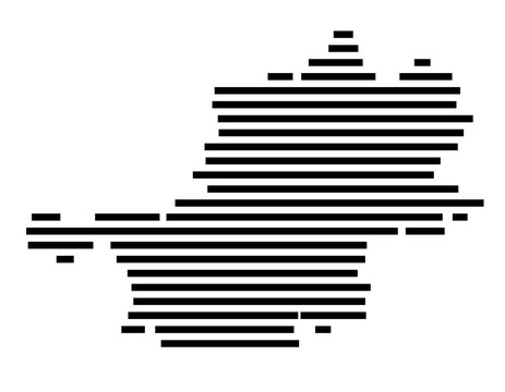 Symbol Map of the city Nittendorf (Bayern, Germany) showing the area of the city with just a few black horizontal lines
