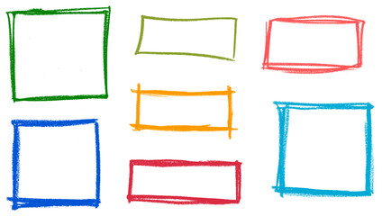 Square And Rectangle Shapes Banners Labels Crayon Chalk Drawing Doodle Vector Set © Grunge Designs