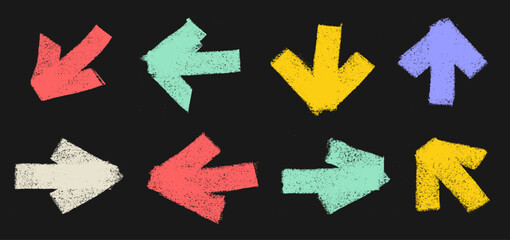 Short Thick Arrows Crayon Chalk Drawing Doodle Vector Set © Grunge Designs