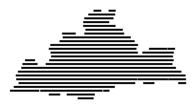 Symbol Map of the city Pfreimd (Bayern, Germany) showing the area of the city with just a few black horizontal lines