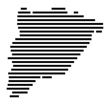 Symbol Map of the city Sulzberg (Bayern, Germany) showing the area of the city with just a few black horizontal lines