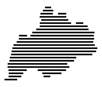 Symbol Map of the city Weitnau (Bayern, Germany) showing the area of the city with just a few black horizontal lines