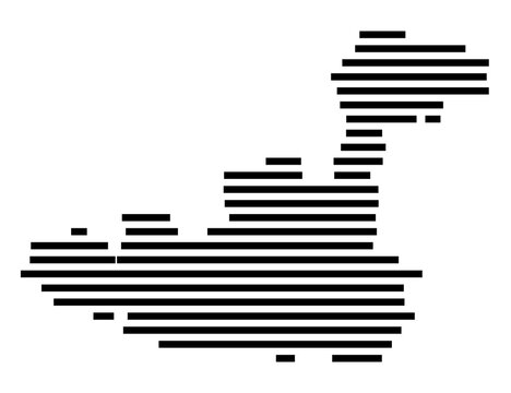 Symbol Map of the city Zolling (Bayern, Germany) showing the area of the city with just a few black horizontal lines