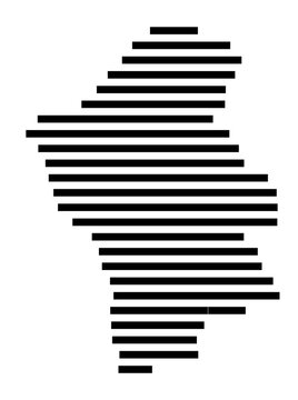 Symbol Map of the city Weiskirchen (Saarland, Germany) showing the area of the city with just a few black horizontal lines