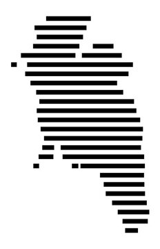 Symbol Map of the city Biesenthal (Brandenburg, Germany) showing the area of the city with just a few black horizontal lines