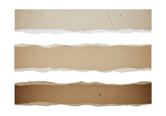 Three brown paper strips on a transparent background for design and craft projects