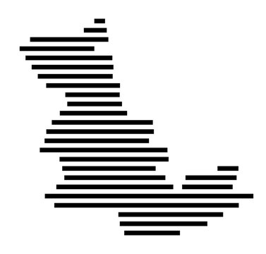 Symbol Map of the city Elsterwerda (Brandenburg, Germany) showing the area of the city with just a few black horizontal lines