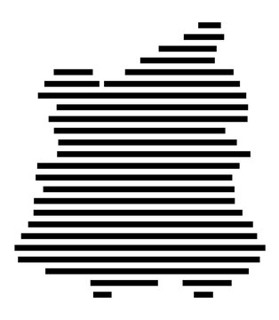 Symbol Map of the city Falkenberg_Elster (Brandenburg, Germany) showing the area of the city with just a few black horizontal lines